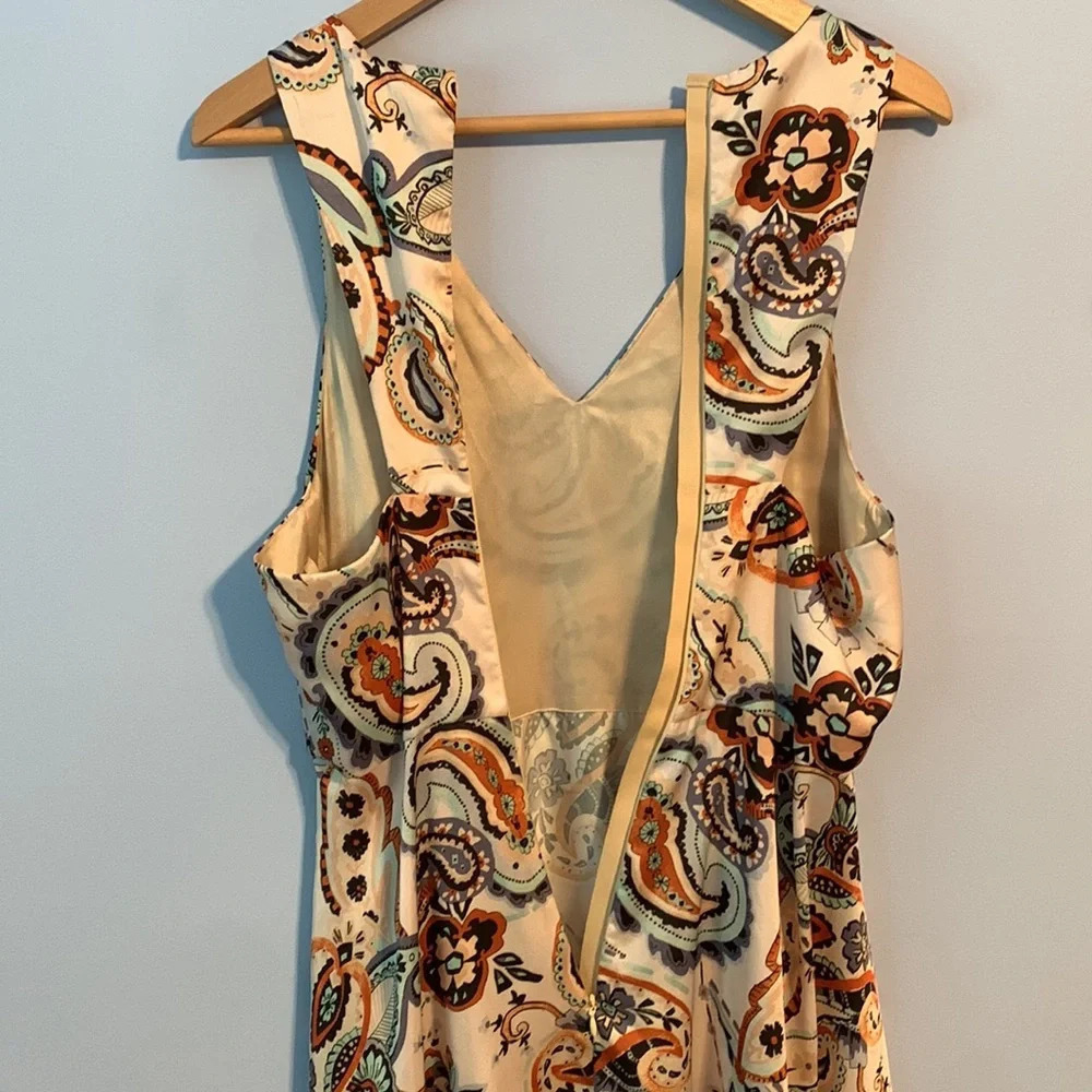 Marella size 8 Iolanda racer back satin maxi dress paisley tan champagne color - Picture 7 of 12